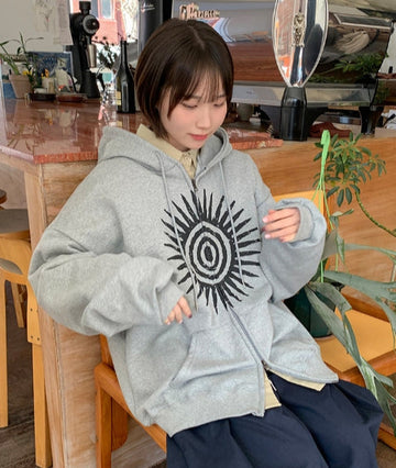 Hobeni Sun Printing Over Two Way Hood Zip-Up